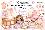 Watercolor Baby Girl Clipart (52), a Decorative Illustration by Iryna Denysova (Thumbnail 1 of 7)