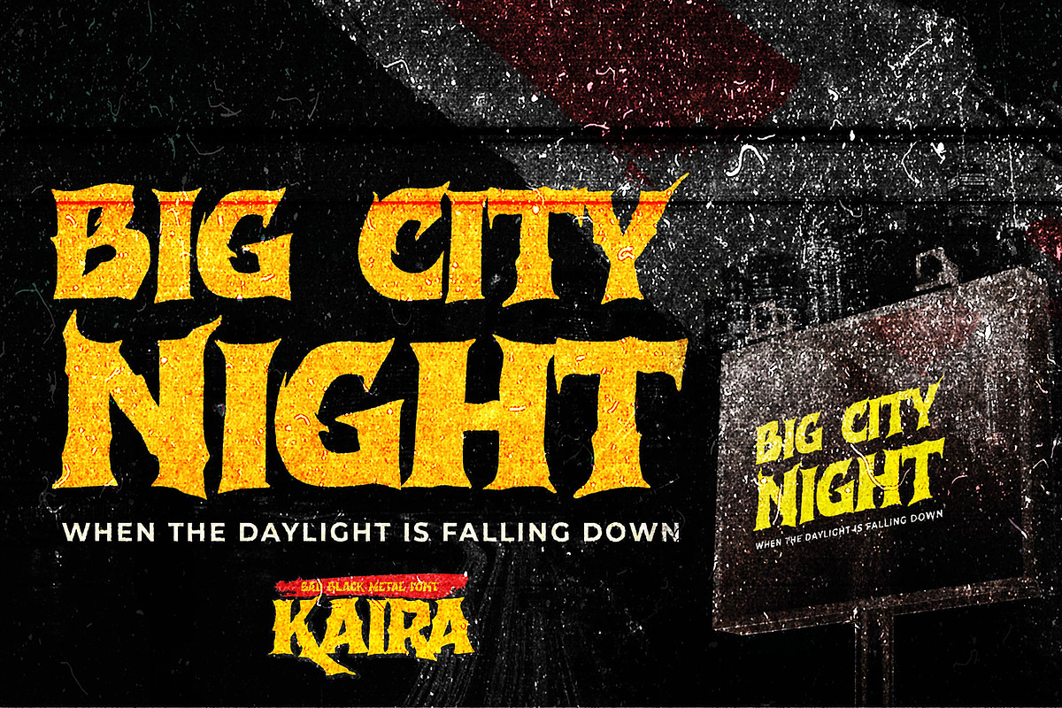 KAIRA - Bad Black Metal Font, a Font by Gassstype (Photo 4 of 8)