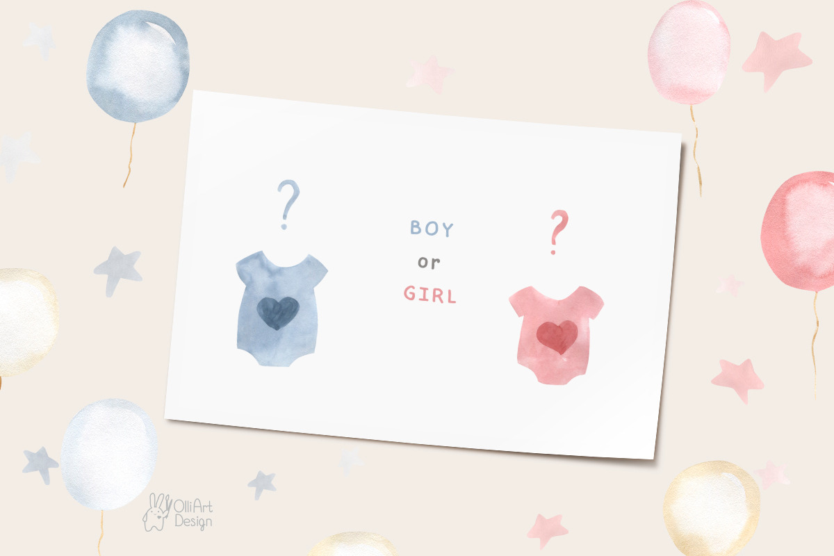 GENDER REVEAL PARTY, a Decorative Illustration by OlliArtDesign (Photo 5 of 6)