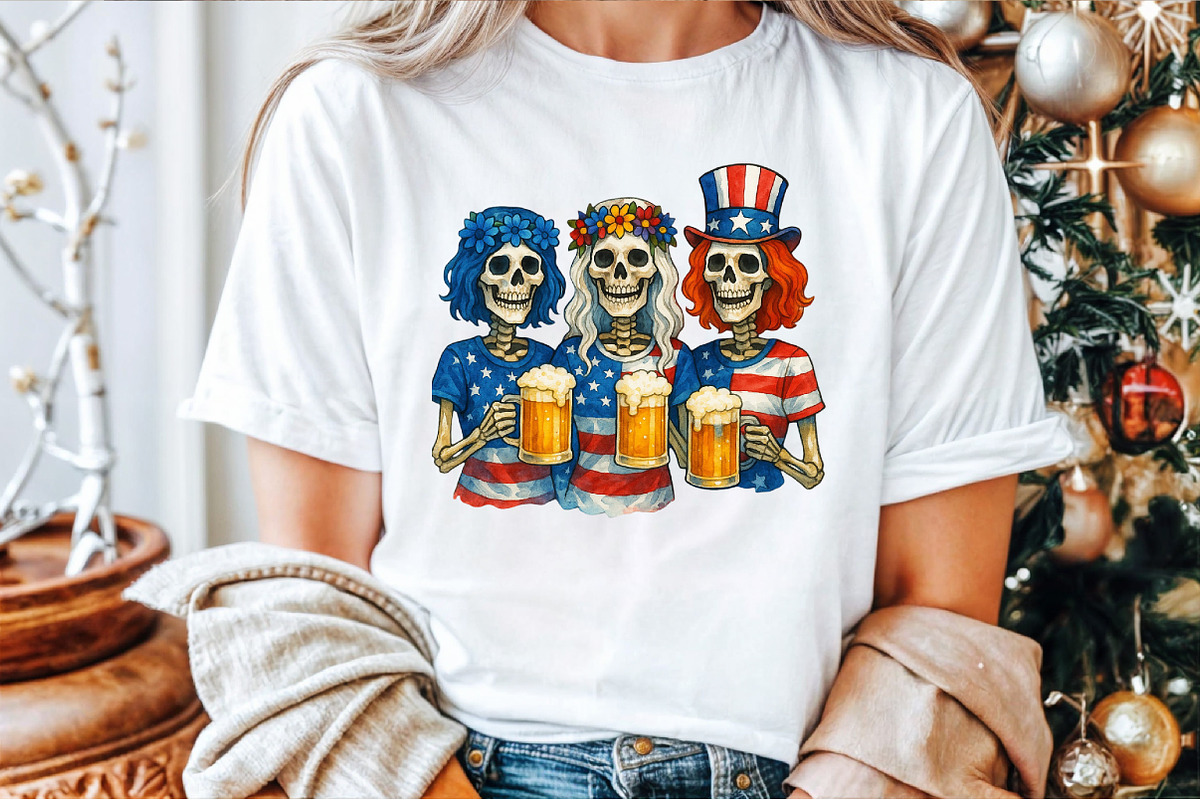 Skeleton 4th of July Sublimation PNG, an Illustration by Sublimation Artist (Photo 2 of 9)