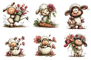 Whimsical Easter Sheep Clipart, an Illustration by CreationArt (Thumbnail 2 of 6)
