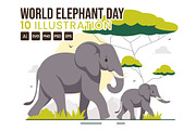 10 World Elephant Day Illustration, an Animal Illustration by denayunebgt (Thumbnail 1 of 4)