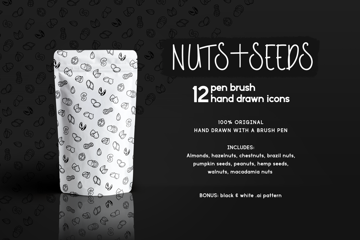 Pen Brush Hand Drawn Nuts&Seeds Set, an Object Graphic by Lillu (Photo 4 of 4)