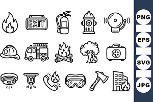 Fire Safety Icon Clipart Set, an Illustration by designvectx