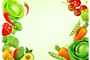 3d Background With Fresh Vegetables