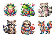 Valentine Patchwork Animal Clipart, an Illustration by SinaCreation (Thumbnail 3 of 11)