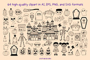 Halloween Line Art Graphics Set, a Pattern Graphic by Drafts n Doodles (Thumbnail 2 of 12)