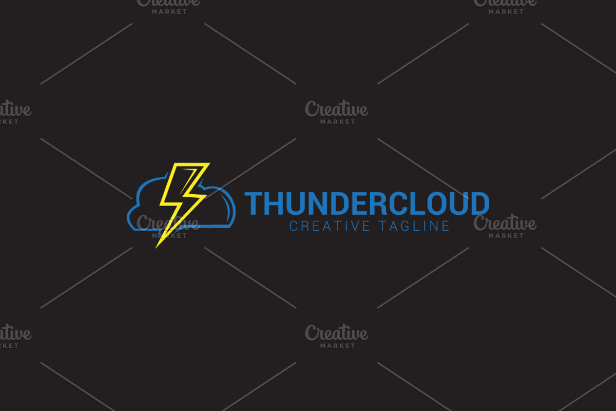 Thunder Cloud Logo, a Branding & Logo Template by Sahade Studio