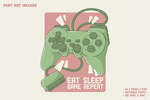 retro cartoon of green joystick, a Branding & Logo Template by Judsart
