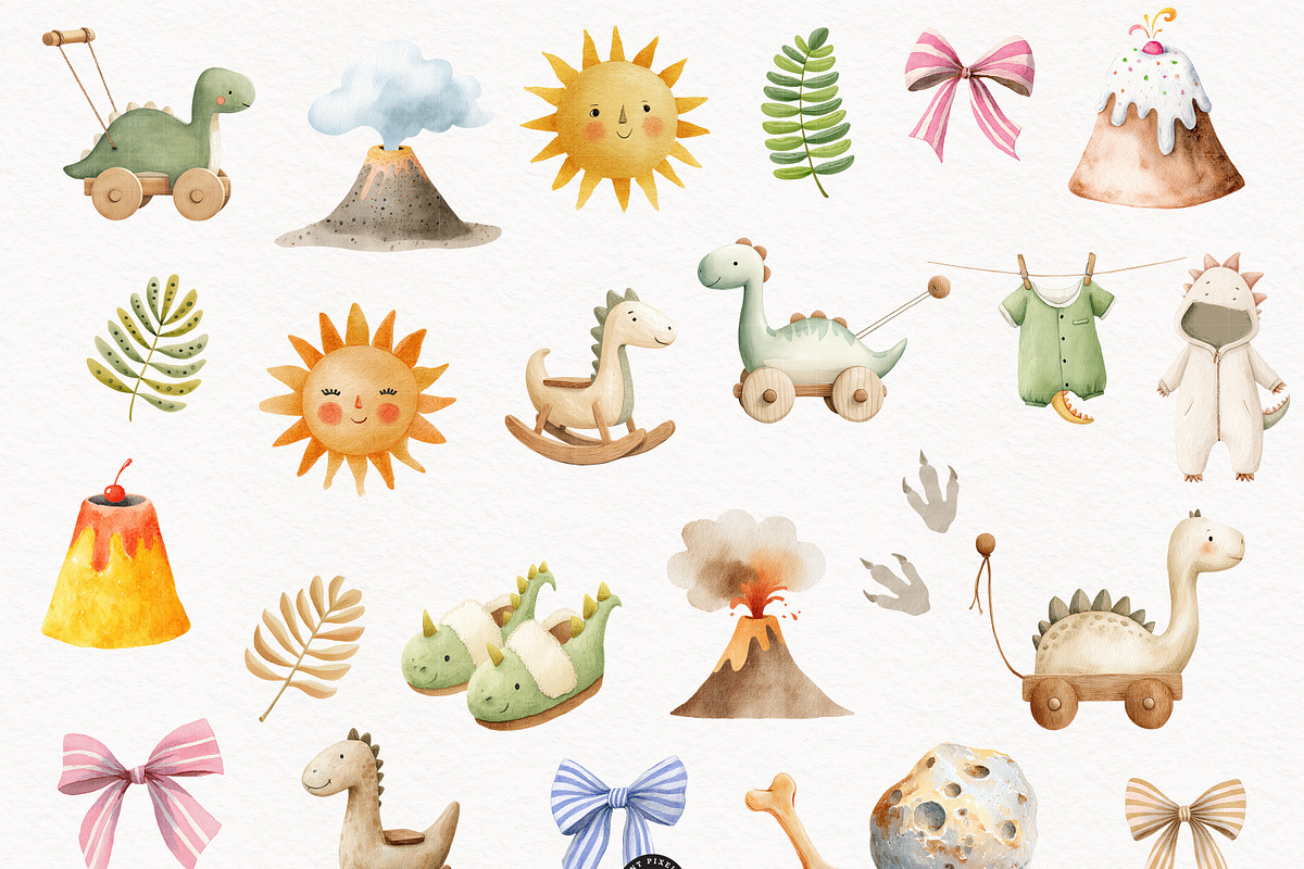 Dino Atelier Nursery Clipart, an Animal Illustration by PaintPixelCo (Photo 5 of 12)