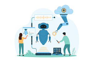 Machine learning, smart automation, a Technology Illustration by Flashvector