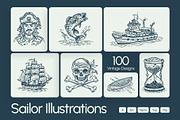 Vintage Sailor Tattoos Icons, an Object Illustration by Creative Stall (Thumbnail 1 of 11)