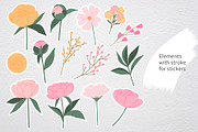 Floral elements & patterns, a Decorative Illustration by hanifa_design (Thumbnail 3 of 8)