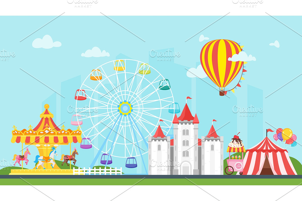 amusement park carnival for kids, an Object Graphic by Cartoon time!