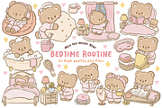 Bedtime Routine Cute Bear Clipart, an Animal Illustration by Blumensdiary (Thumbnail 1 of 6)