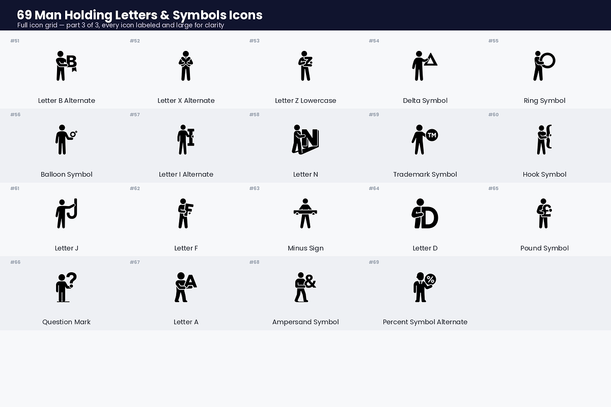 Man Holding Letters & Symbols Icons, a Solid Icon by Symbolic Language (Photo 4 of 5)