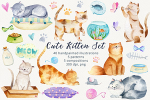 Cats & Kittens Watercolor Clipart