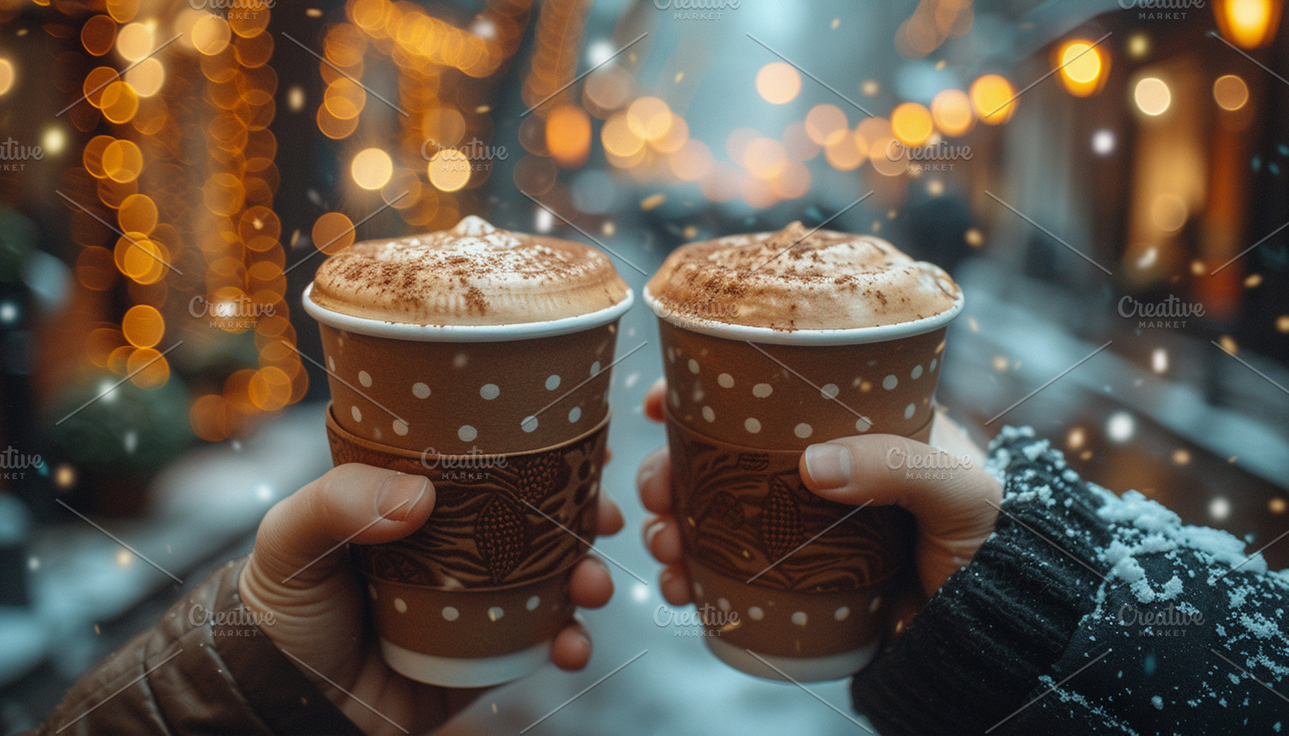 Two hands holding festive takeaway, a Food & Drink Photo by Elena Vagengeim
