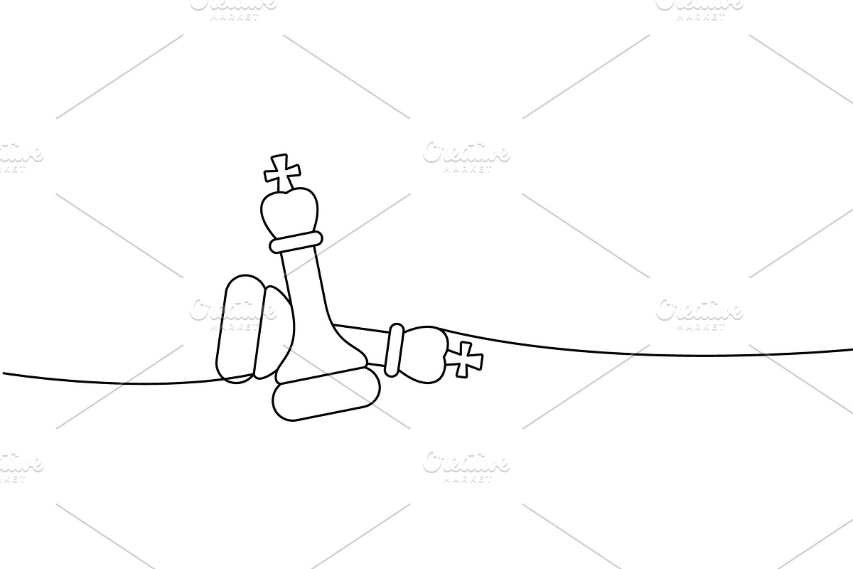 Elegant chess line art of two kings, an Education Illustration by GraphiShop