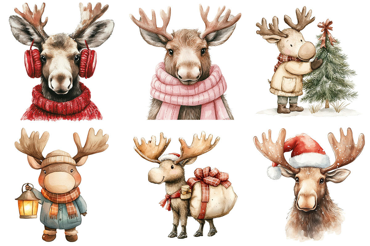 Cute Christmas Moose Sublimation, an Illustration by Craft Nest (Photo 7 of 7)