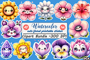 cute floral printable sticker Png, an Illustration by DreamCafeArt (Thumbnail 1 of 5)