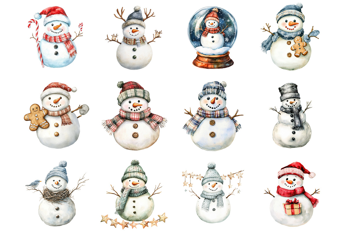 Whimsical Christmas Snowman Clipart, a Graphic by CitraGraphics (Photo 2 of 4)