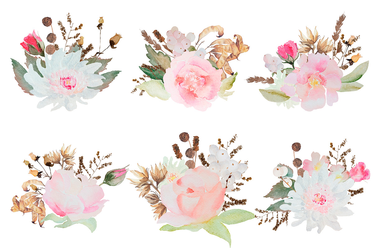watercolor flowers set 2, a Graphic by GraphicRain (Photo 2 of 5)