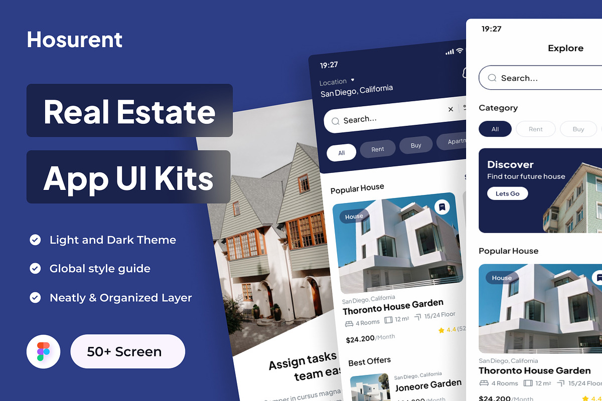 Hosurent - Real Estate App UI Kits, an App Template by Minialis (Photo 1 of 6)