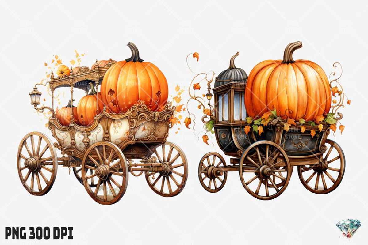 Pumpkin Chariot Watercolor, an Illustration by Gemstone (Photo 5 of 12)