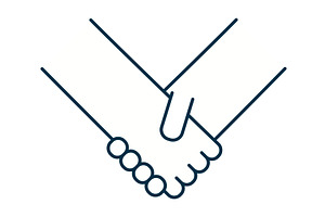 Two hands clasped in handshake, an Object Graphic by sceptical cactus