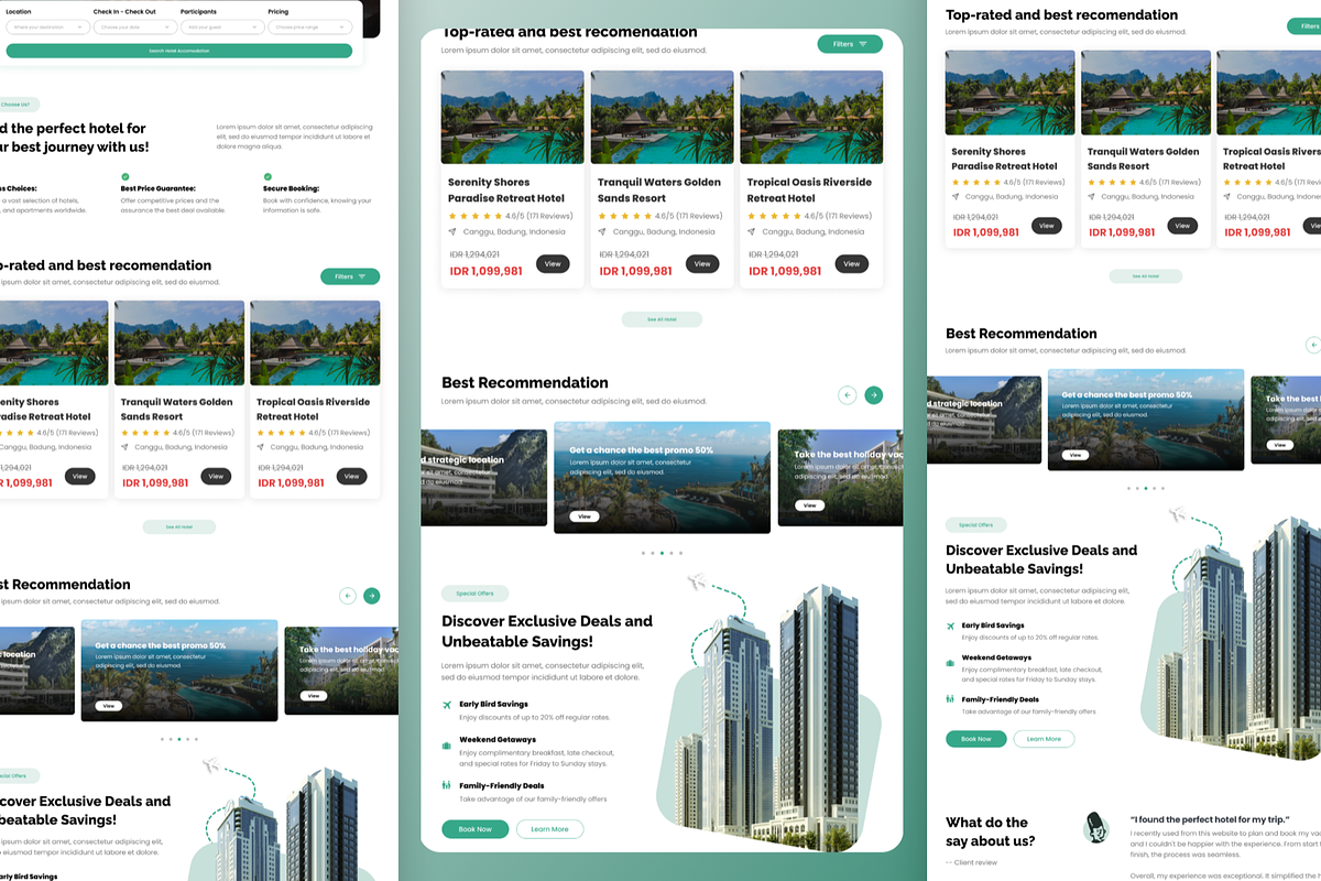 Travel Book Ease Hotel Landing Page, a Landing Page Template by SquidPixey (Photo 5 of 5)