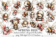 Whimsical Spring Bee Clipart, an Illustration by Designking (Thumbnail 1 of 5)