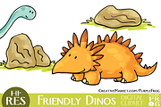 FRIENDLY DINOS - Digital Clipart, an Illustration by Purple Frog (Thumbnail 4 of 5)