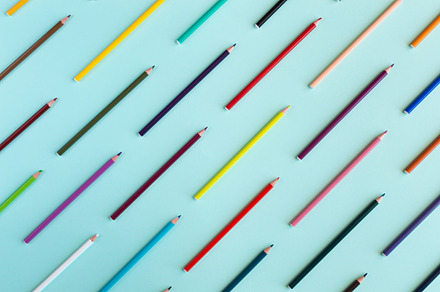 Colorful background with crayons featuring aligned, art, and artist, an Arts & Entertainment Photo by MM Studio