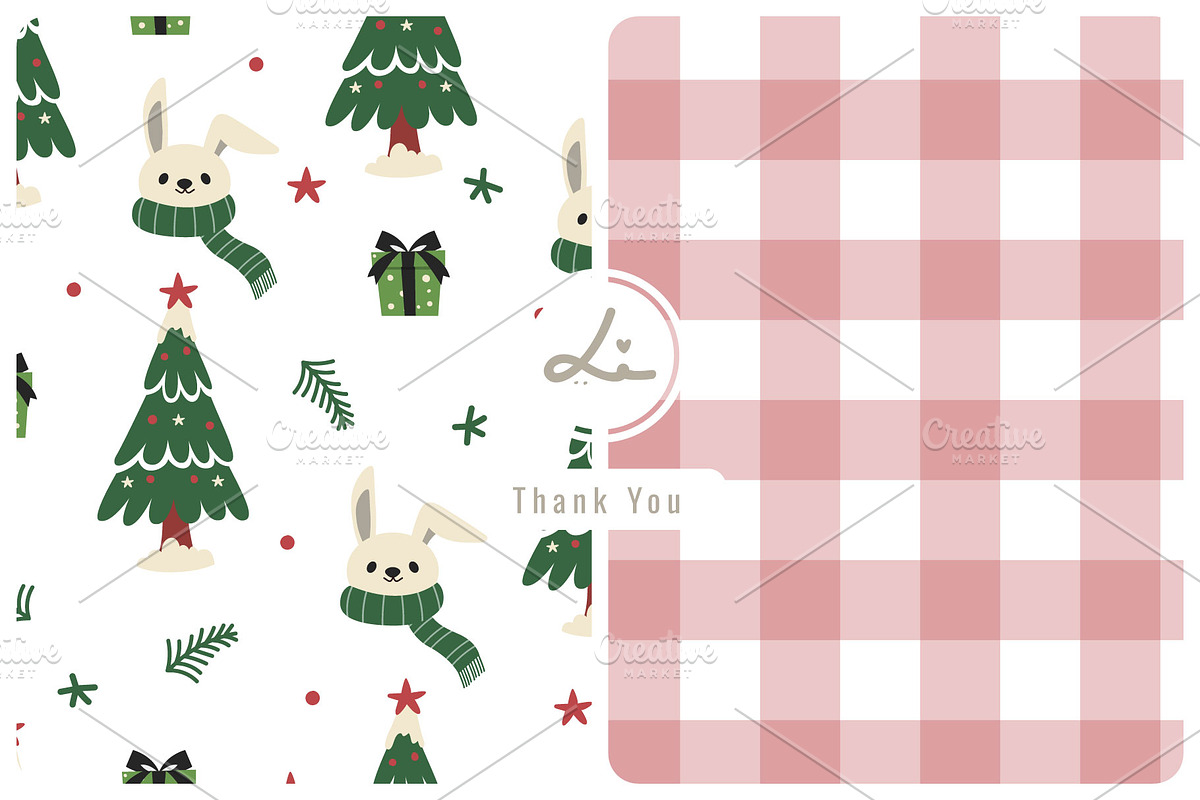 playful christmas pattern with bunny, a Pattern Graphic by lindoet23 (Photo 1 of 3)