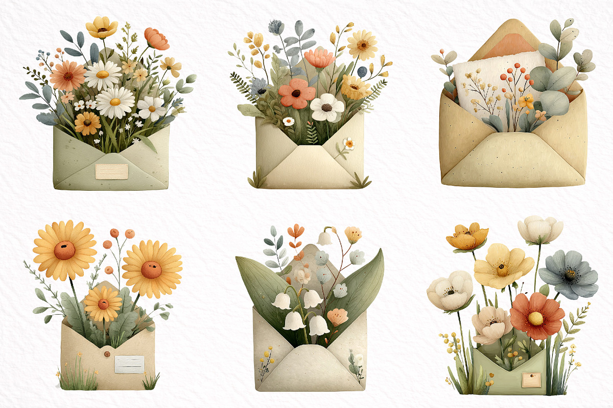 Whimsical Spring Envelope Clipart, an Illustration by DreamArtGraphic (Photo 2 of 8)