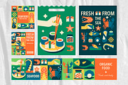 Mosaic Meat and Fish Designs, a Food Illustration by Lettering_Logo (Thumbnail 4 of 9)