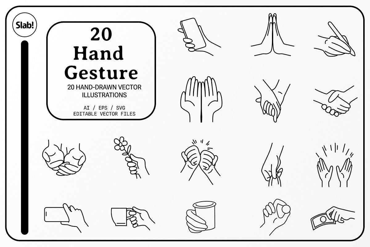 Hand Gesture Line Art Illustration, an Object Graphic by SLAB! Design (Photo 1 of 4)