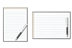 Realistic lined notebook with gold, an Object Illustration by Vectorbuum
