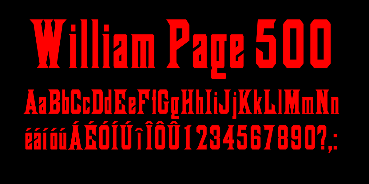 William Page 500, a Font by Wooden Type Fonts