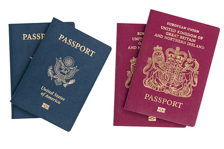 Isolated US and UK passports, a Transportation Photo by Backyard Stock