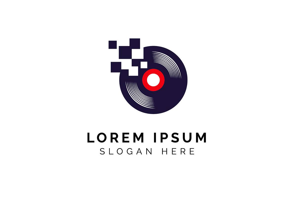 pixel vinyl music logo. vinyl disc i, a Branding & Logo Template by Distrologo