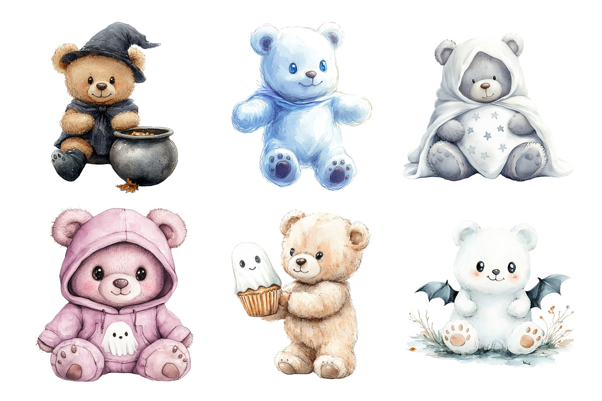 Halloween Teddy Bear Clipart Bundle, an Illustration by Daily.Designs (Photo 3 of 5)