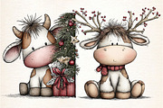 Whimsical Christmas Cow Clipart, an Illustration by Dream Creation (Thumbnail 5 of 8)