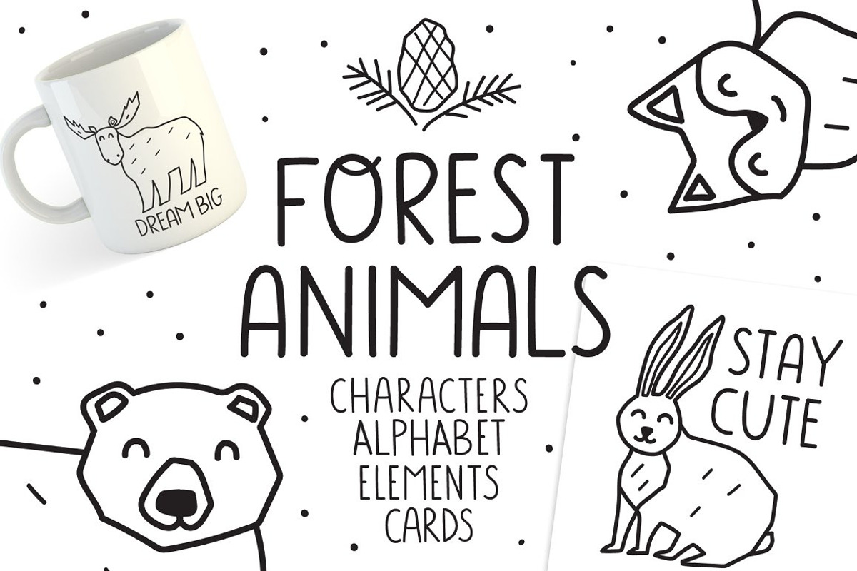 Cute kids Bundle, an Animal Illustration by cutelevindesign (Photo 8 of 13)