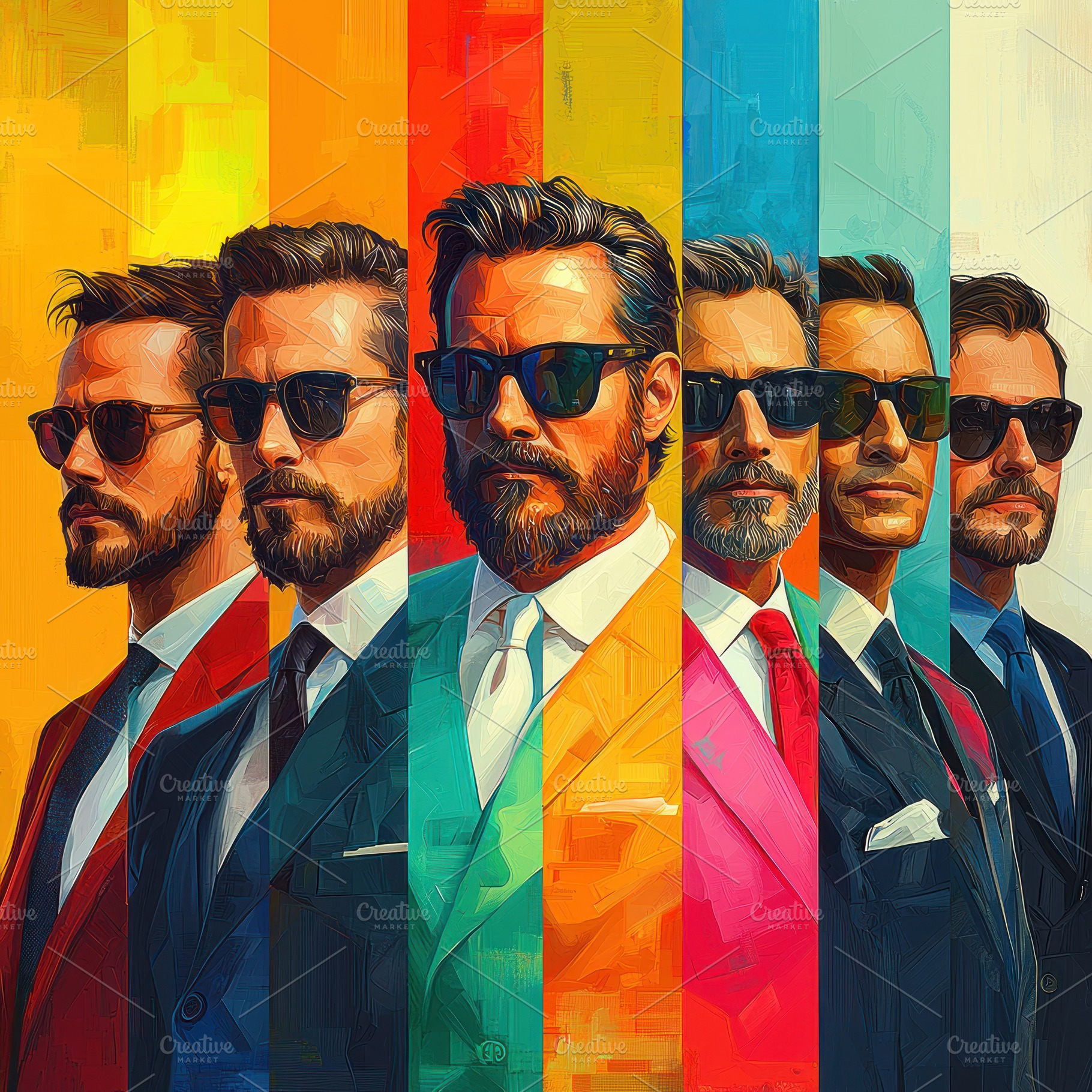 Stylized portraits of fashionable men wearing sunglasses and col, a Person Photo by José Manuel Gelpi