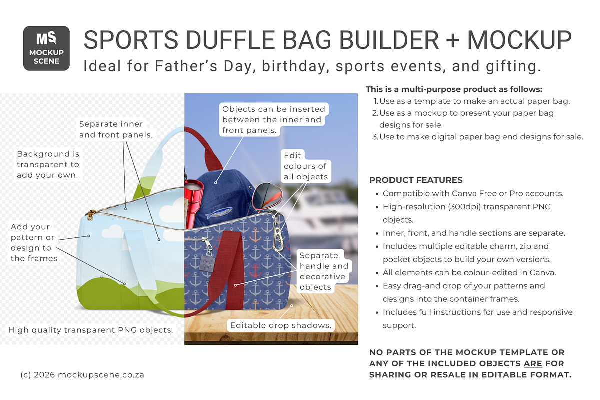 Sports Bag Builder Canva Mockup, a Packaging Mockup by Mockup Scene (Photo 2 of 10)