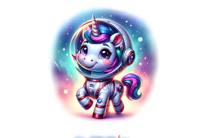 Astronaut Unicorn PNG Pack