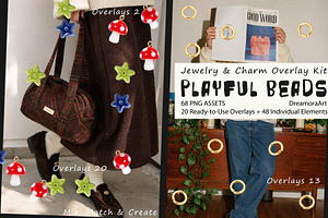 Playful Beads & Jewelry PNG Overlays, a Texture Graphic by DreamoraArt