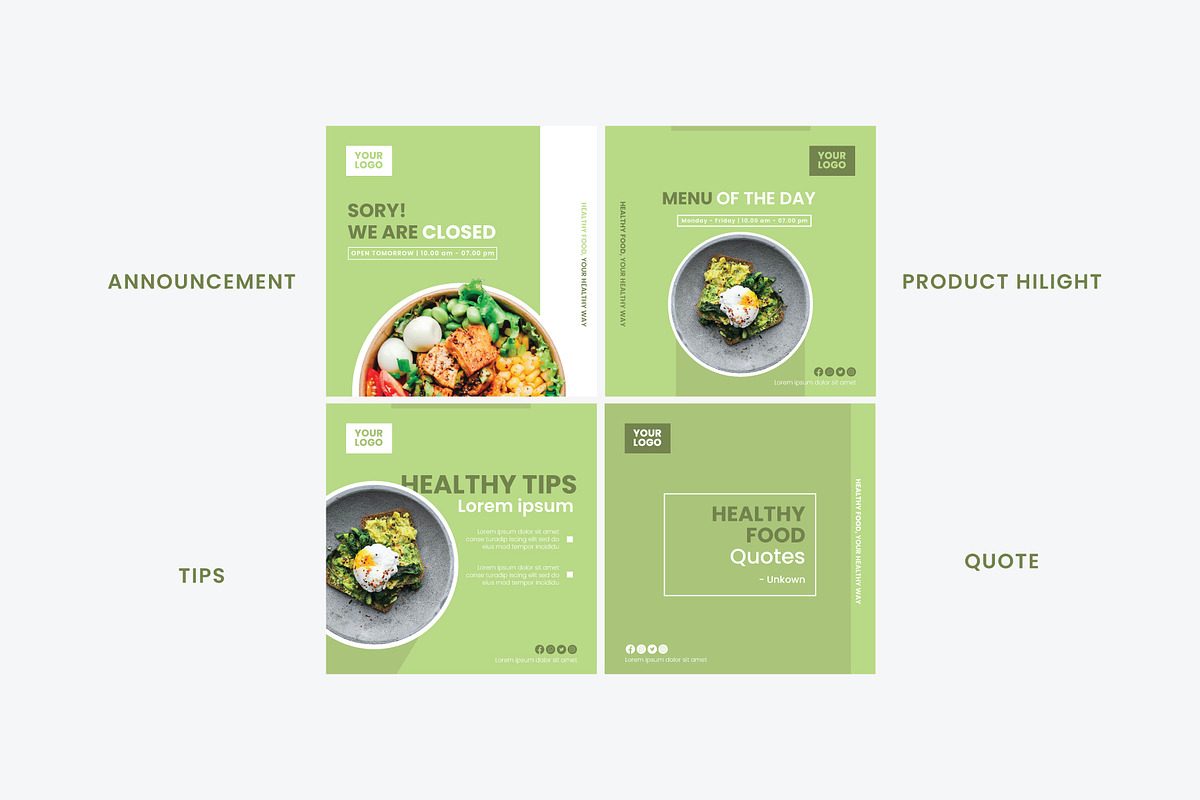Instagram Template Pack Healthy Food, a Social Media Template by Dhwstd (Photo 3 of 6)